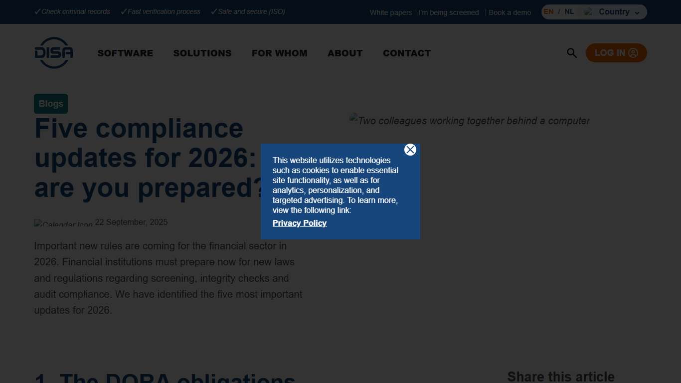 Compliance updates 2026 Blog – DISA